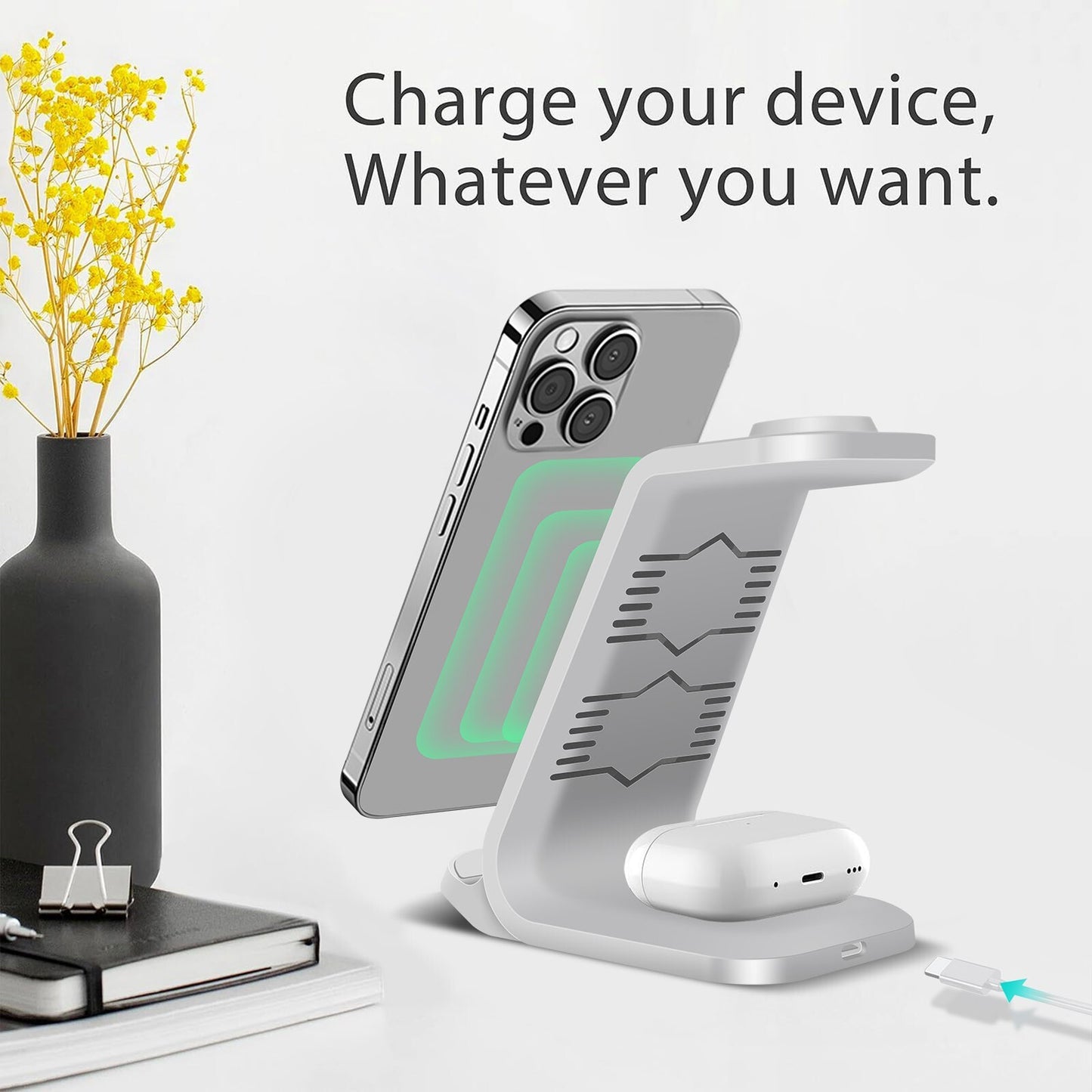 3-in-1 Wireless Charging Station – For iPhone, AirPods & Apple Watch