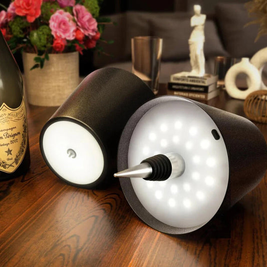 LED Wine Bottle Lamp – Touch Dimmable, Rechargeable (Set of 2)