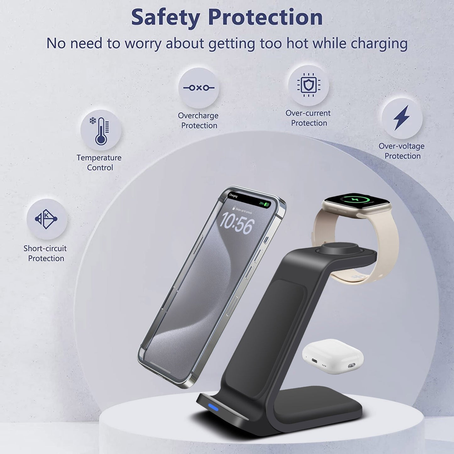 3-in-1 Wireless Charging Station – For iPhone, AirPods & Apple Watch