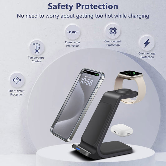3-in-1 Wireless Charging Station – For iPhone, AirPods & Apple Watch