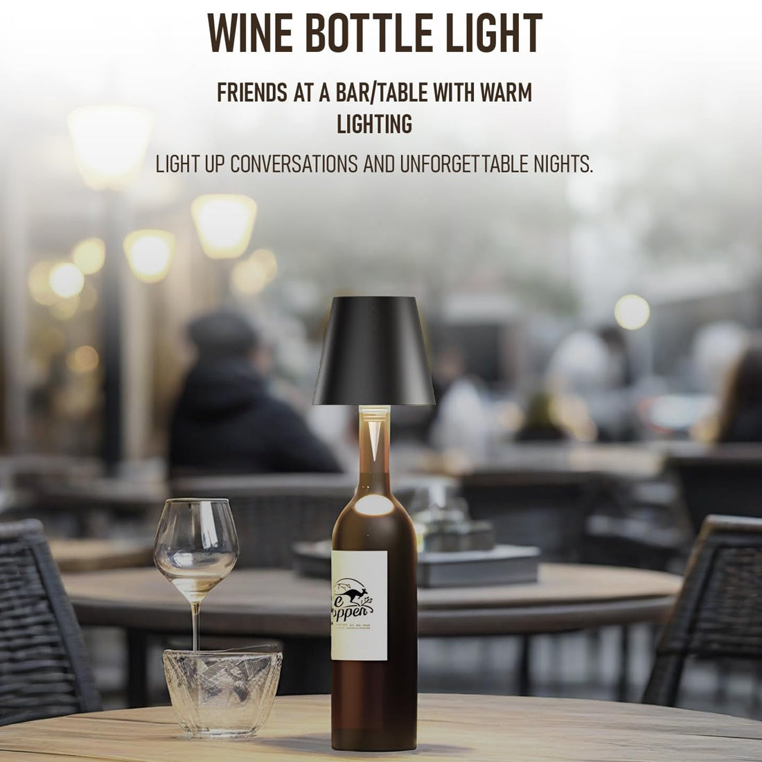 LED Wine Bottle Lamp – Touch Dimmable, Rechargeable (Set of 2)